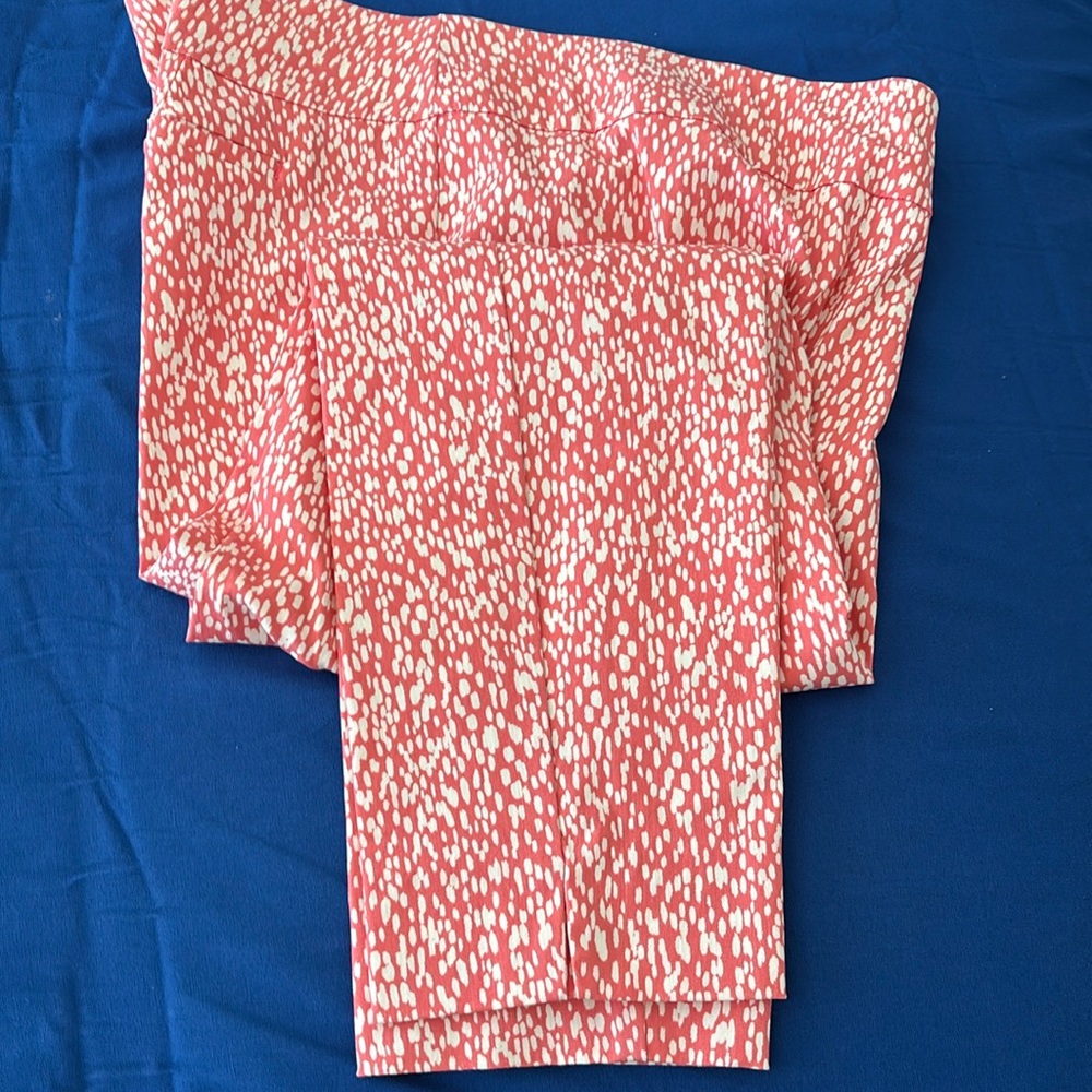 Peach and white casual pants.